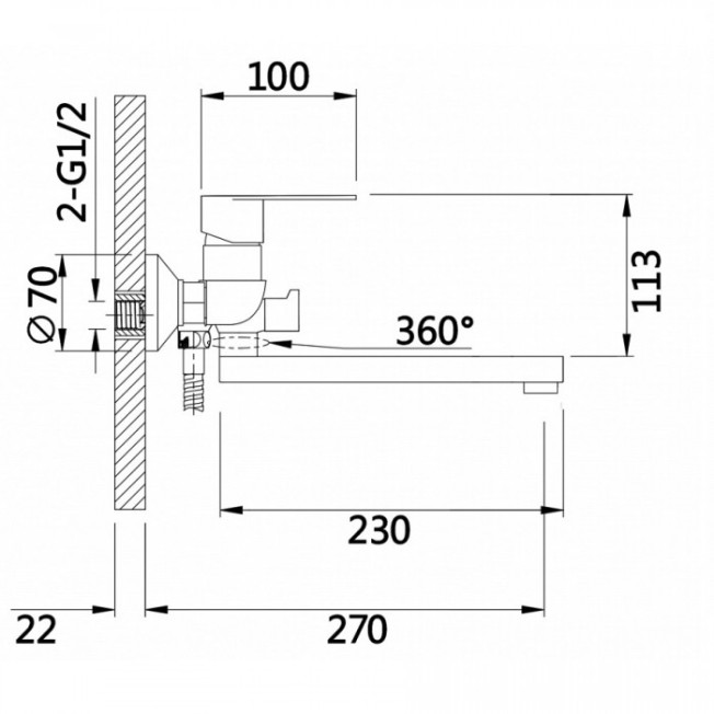 Cмеситель для ванны HANSEN HN30025F Белый
