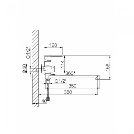 Cмеситель для ванны GANZER FREDJ GZ04041 CHROME