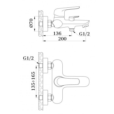 Cмеситель для ванны GANZER GZ24031-F Белый