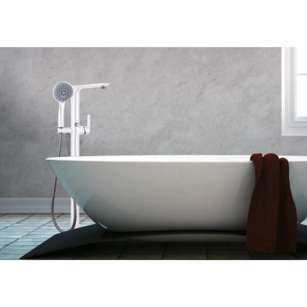 Смеситель для ванны напольный GANZER GZ21081F WHITE/CHROME