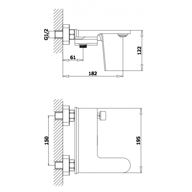 Cмеситель для ванны GANZER GZ26031C BLACK\CHROME