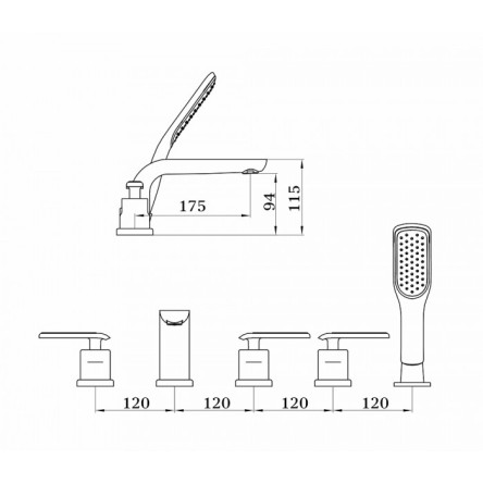Смеситель на борт ванны GANZER HAIGER GZ52031 CHROME