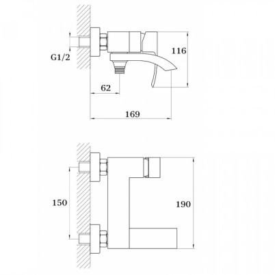 Cмеситель для ванны GANZER GZ44031 (GZ25031) CHROME