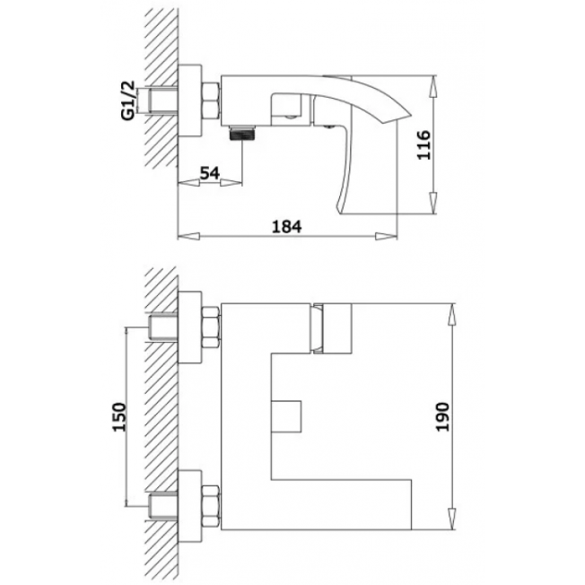 Cмеситель для ванны GANZER GZ44032F (GZ25032F) WHITE