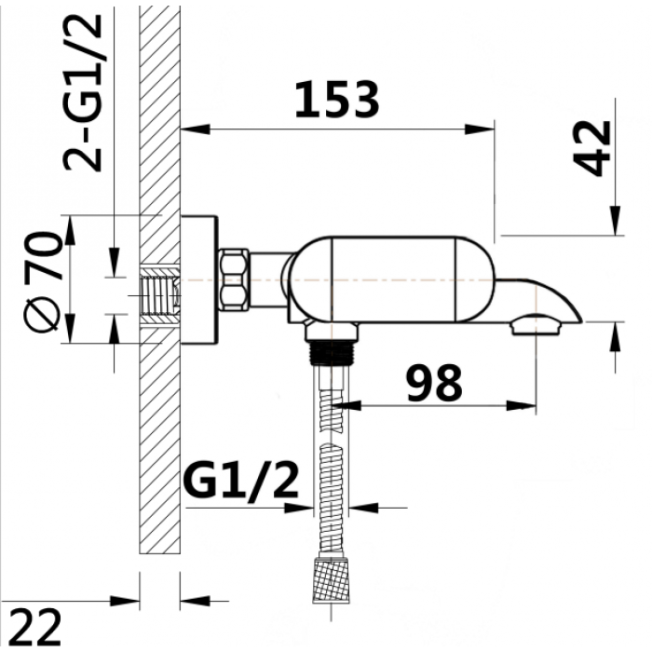 Cмеситель для ванны GANZER MARIA GZ22031 CHROME
