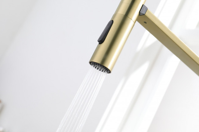GZ07126-S Смеситель для кухни с гиб. МАГНИТ. изливом (Мат. Золото+ЧЕР.) GANZER