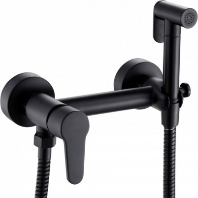 Смеситель настенный с гигиеническим душем HANSEN H62202-C Черный матовый