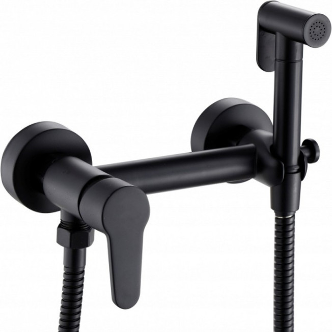 Смеситель настенный с гигиеническим душем HANSEN H62202-C Черный матовый