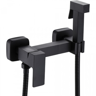 Смеситель настенный с гигиеническим душем HANSEN H62204-C Черный матовый