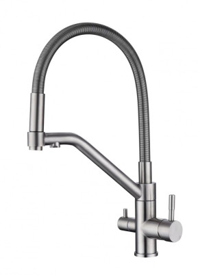 Смес. для кухни с гиб шланг и под фильтр (САТИН)