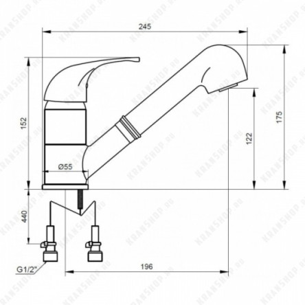 Смеситель с выдвижным изливом HANSEN H40024 Хром