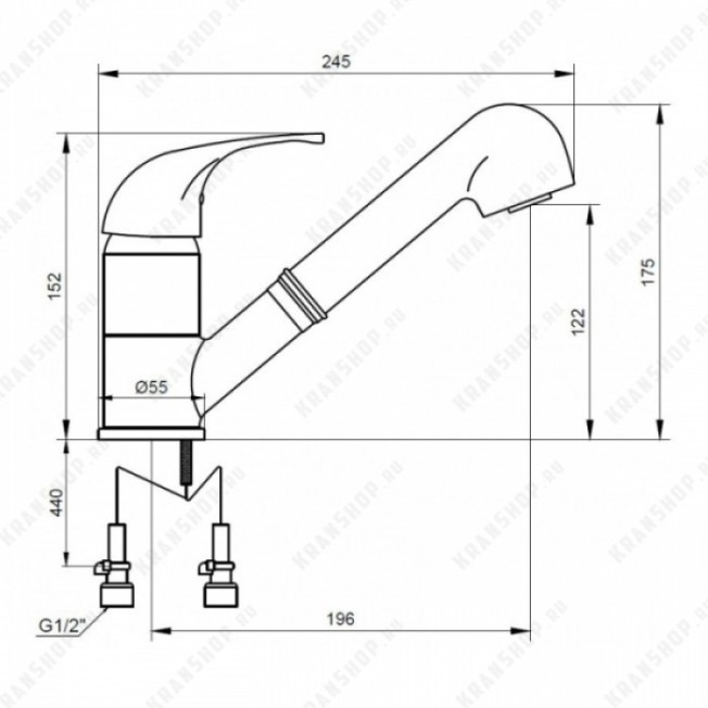 Смеситель с выдвижным изливом HANSEN H40024 Хром