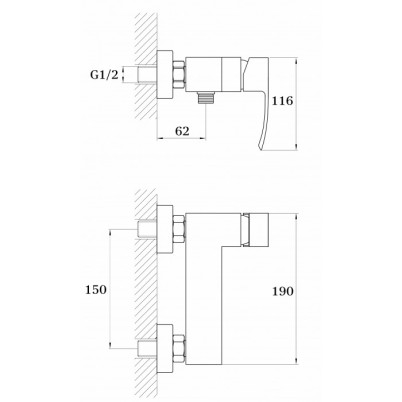 Cмеситель для душа GANZER GZ44052 (GZ25052) CHROME