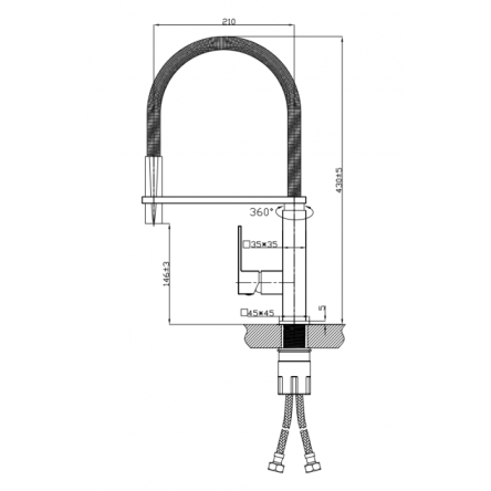Смеситель с гибким изливом GANZER REIN GZ16037 CHROME