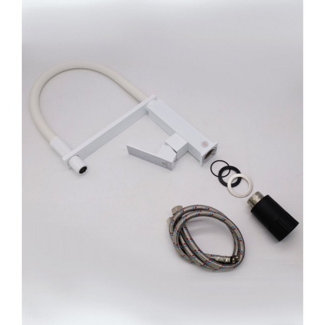 Смеситель с гибким изливом GANZER REIN GZ16037F WHITE