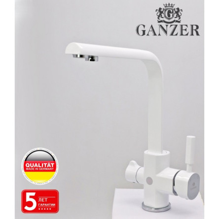 Смеситель для кухни GANZER GZ16034F с подключением к фильтру питьевой воды белый
